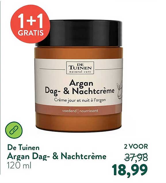 De Tuinen Argan Dag- & Nachtcrème 1+1 GRATIS