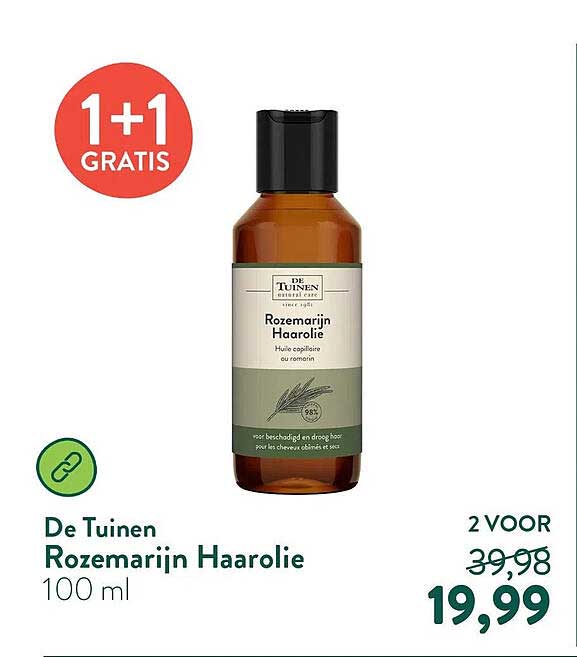 De Tuinen Rozemarijn Haarolie 100 ml 1+1 GRATIS