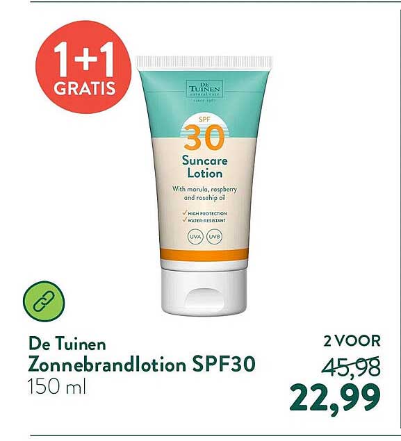 De Tuinen Zonnebrandlotion SPF30 150 ml 1+1 gratis