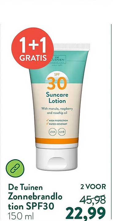 De Tuinen Zonnebrandlotion SPF30 150 ml 1+1 GRATIS