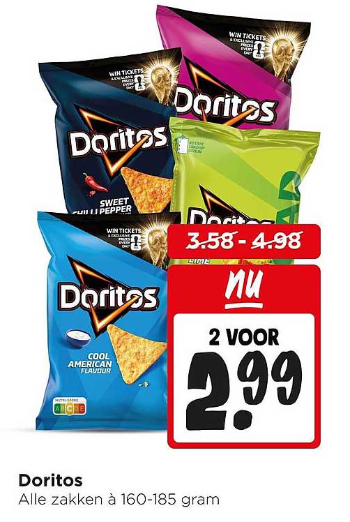 Doritos Alle zakken à 160-185 gram 2 voor 2.99
