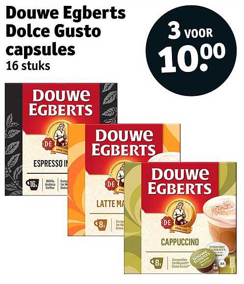 Douwe Egberts Dolce Gusto capsules 16 stuks 3 voor 10.00