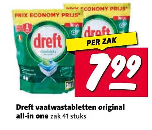 Dreft vaatwastabletten original all-in one zak 41 stuks