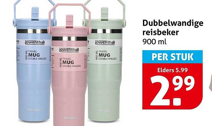 Dubbelwandige reisbeker 900 ml