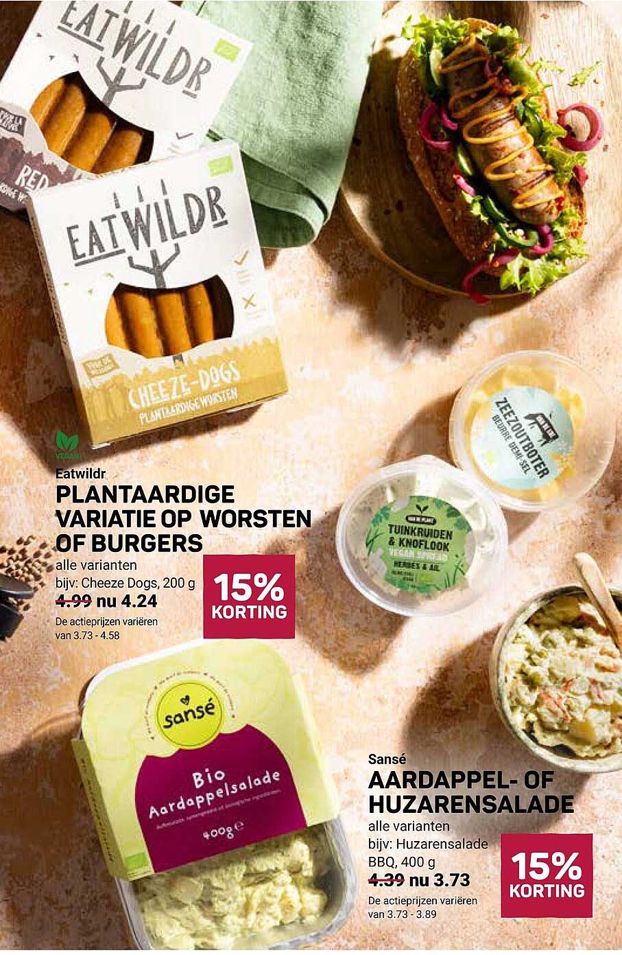 Eatwilder PLANTAARDIGE VARIATIE OP WORSTEN OF BURGERS 15% KORTING