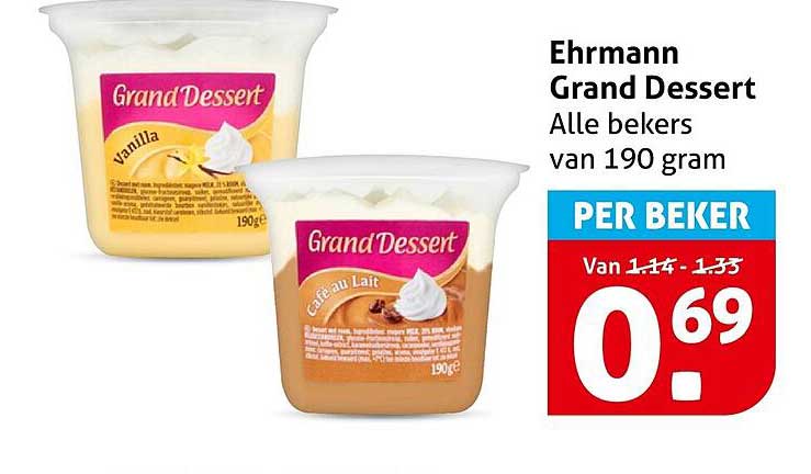 Ehrmann Grand Dessert Alle bekers van 190 gram PER BEKER