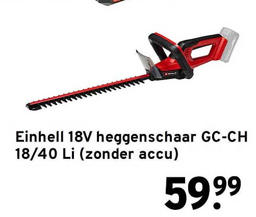 Einhell 18V heggenschaar GC-CH 18/40 Li (zonder accu)