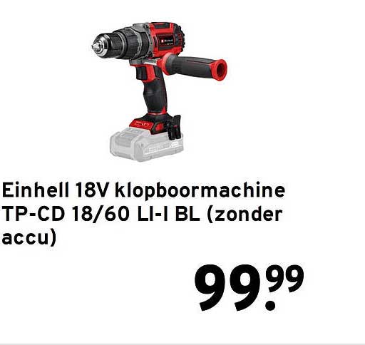 Einhell 18V klopboormachine TP-CD 18/60 LI-I BL (zonder accu)