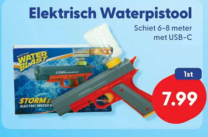 Elektrisch Waterpistool Schiet 6-8 meter met USB-C