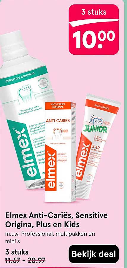 Elmex Anti-Cariës, Sensitive Origina, Plus en Kids