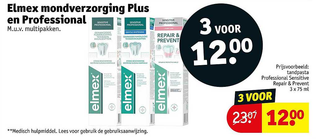 Elmex mondverzorging Plus en Professional M.u.v. multipakken. 3 voor 12.00