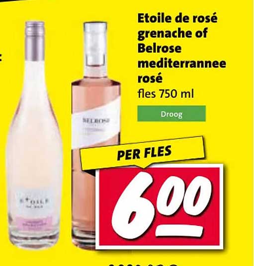 Etoile de rosé grenache of Belrose mediterranee rosé