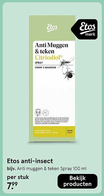 Etos anti-insect - bijv. Anti muggen & teken Spray 100 ml per stuk