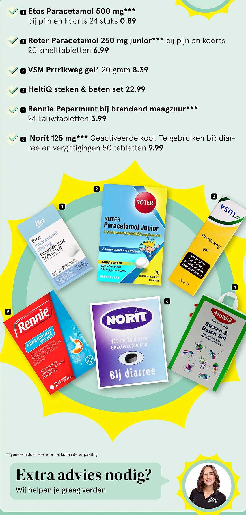 Etos Paracetamol 500 mg*** bij pijn en koorts 24 stuks