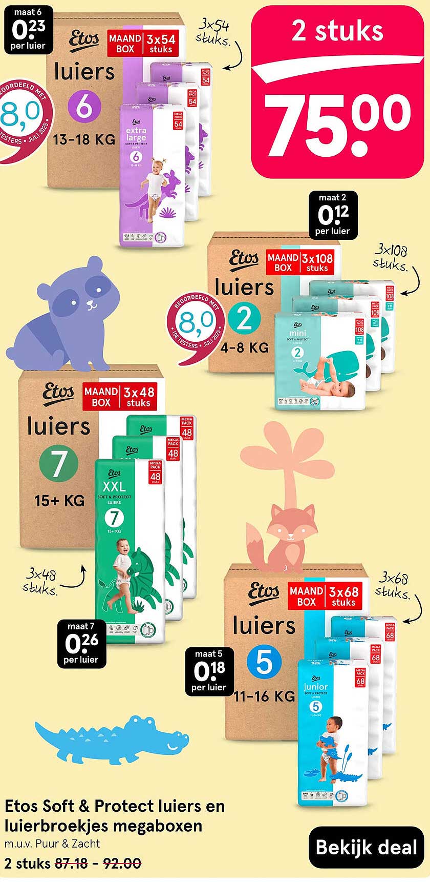 Etos Soft & Protect luiers en luiерbroekjes megaboxen 2 stuks