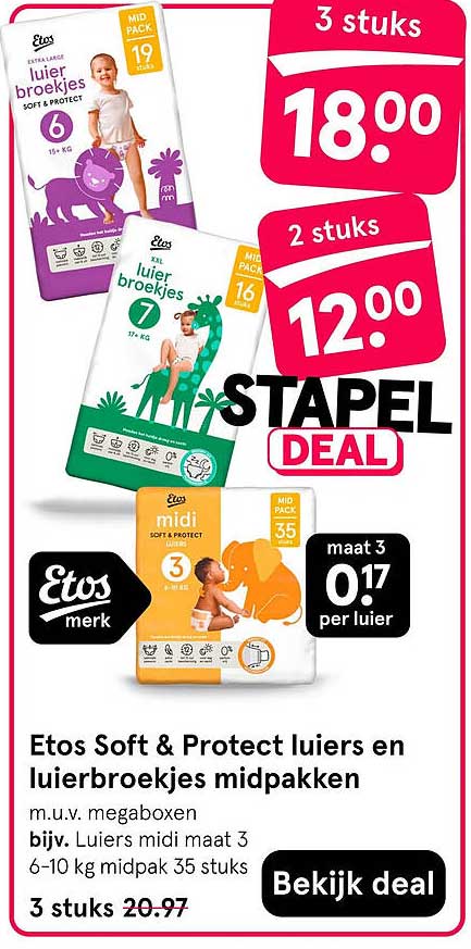 Etos Soft & Protect luiers en luierbroekjes midpakken