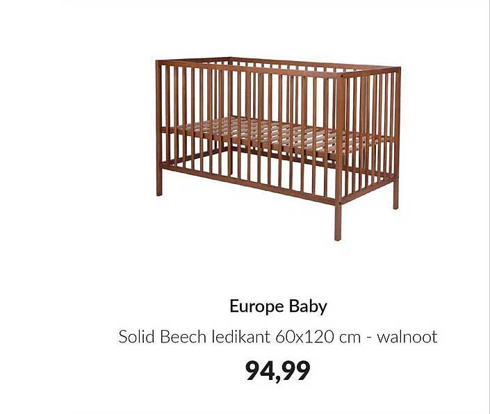 Europe Baby Solid Beech ledikant 60x120 cm - walnoot