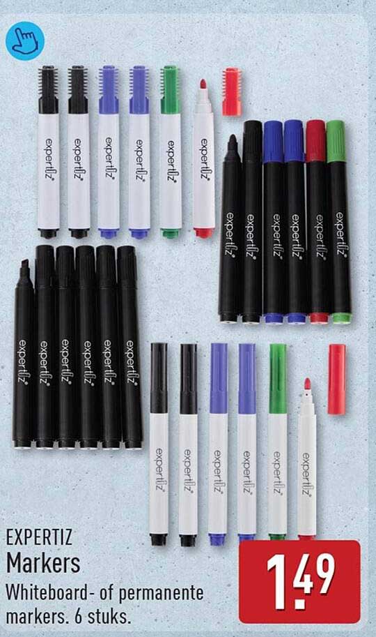 EXPERTIZ Markers Whiteboard- of permanente markers. 6 stuks.