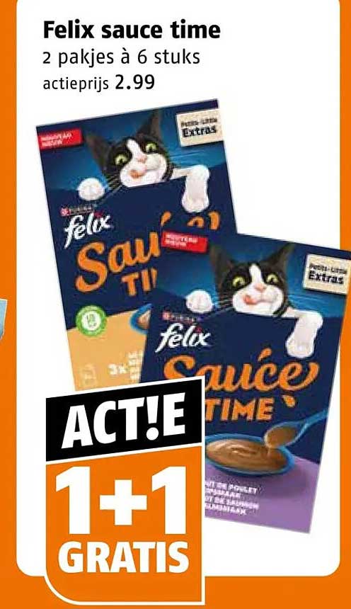 Felix sauce time 2 pakjes à 6 stuks 1+1 GRATIS