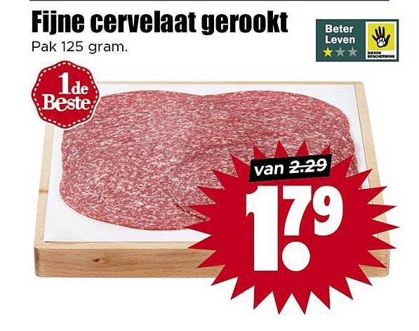 Fijne cervelaat gerookt Pak 125 gram