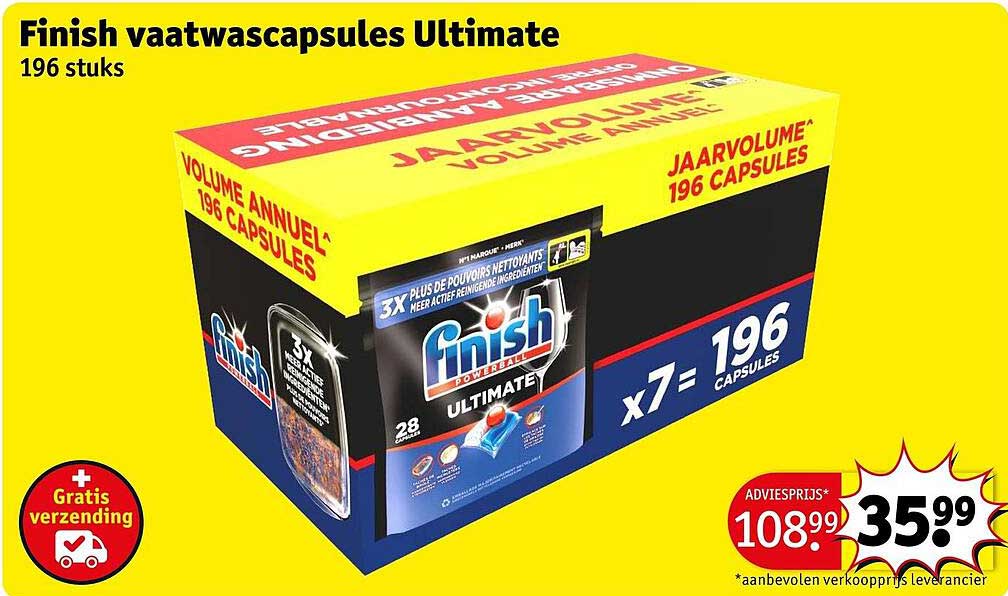 Finish vaatwascapsules Ultimate 196 stuks
