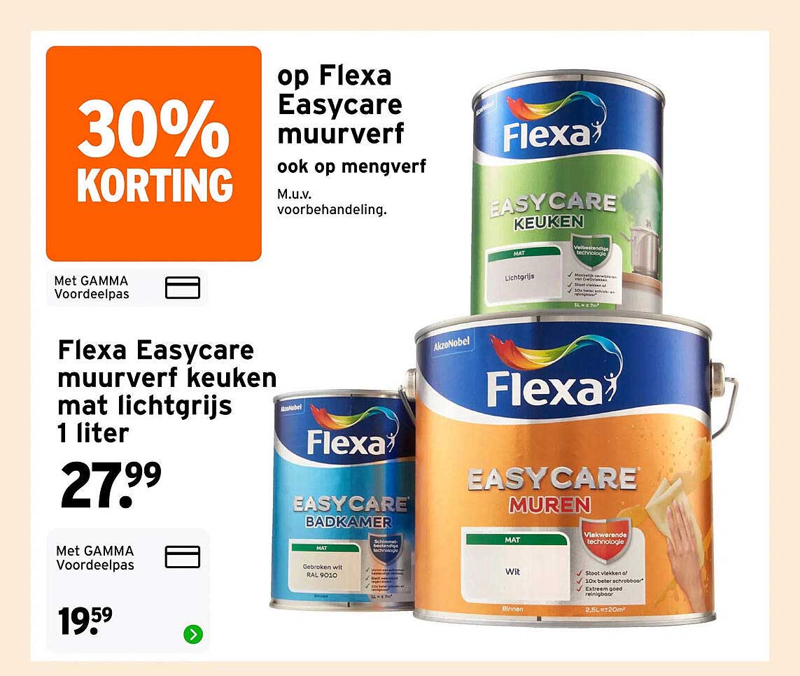 Flexa Easycare muurverf keuken mat lichtgrijs 1 liter