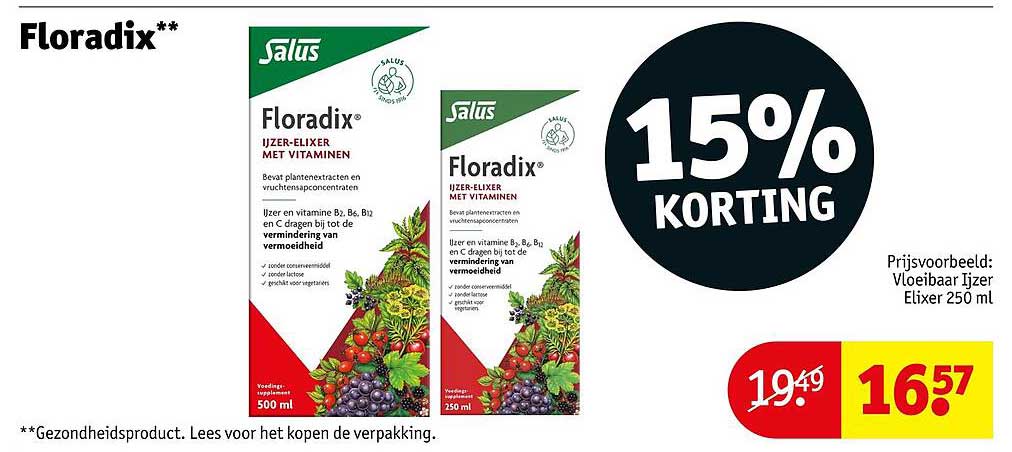 Floradix IJzer-elixer met vitaminen 15% korting