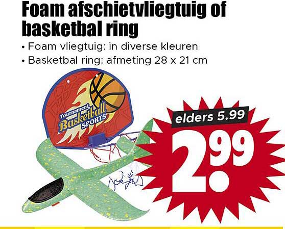 Foam afschietvliegtuig of basketbal ring