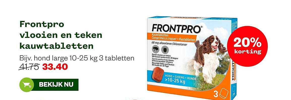 Frontpro vlooien en teken kauwtabletten 20% korting