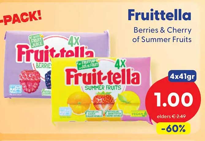 Fruittella Berries & Cherry of Summer Fruits 4x41gr -60%