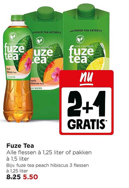 Fuze Tea Alle flessen à 1,25 liter of pakken à 1,5 liter 2+1 GRATIS