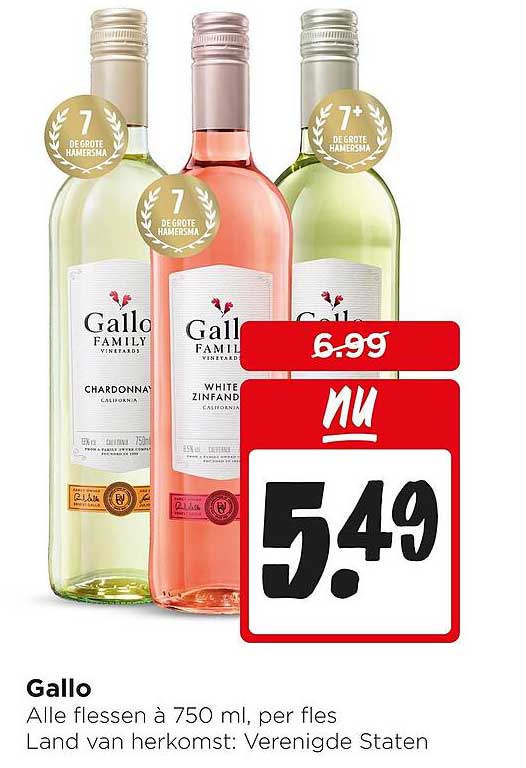 Gallo Alle flessen à 750 ml, per fles Land van herkomst: Verenigde Staten