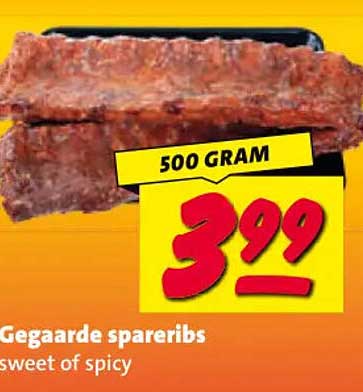 Gegaarde spareribs sweet of spicy 500 gram