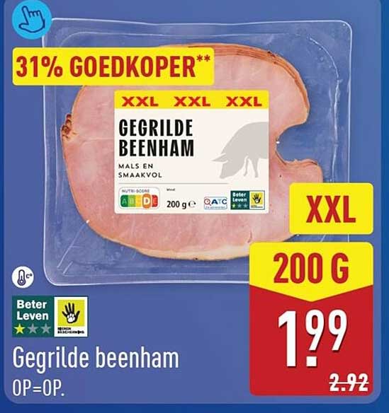 Gegrilde beenham XXL 200 g 31% goedkoper**