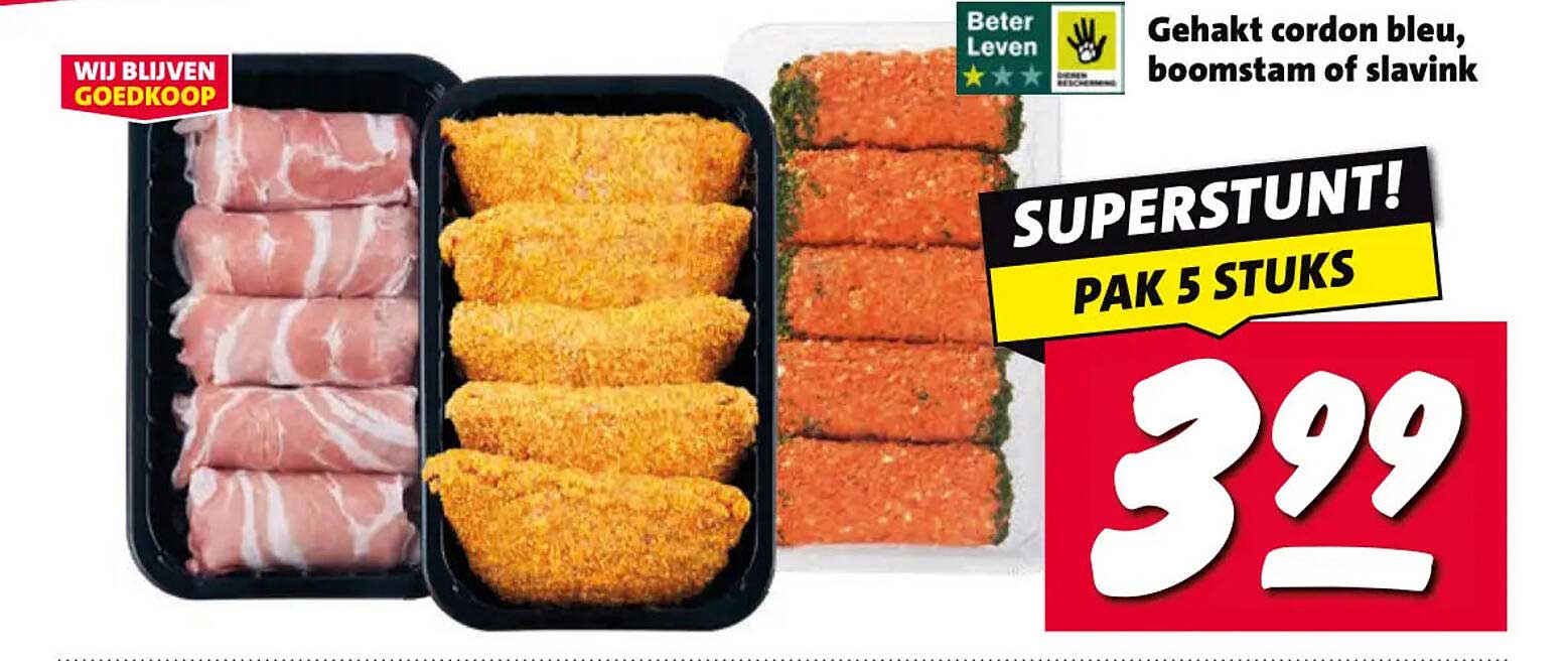 Gehakt cordon bleu, boomstam of slavink