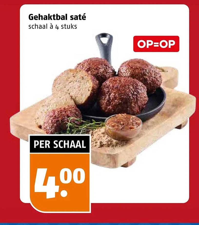 Gehaktbal saté schaal à 4 stuks OP=OP