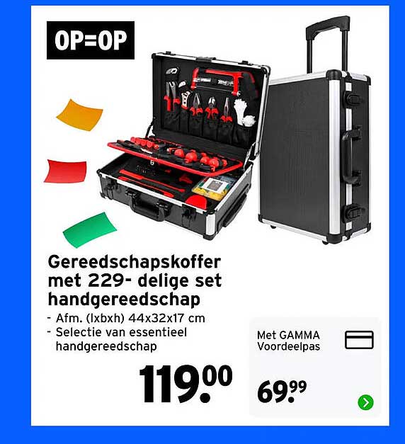 Gereedschapskoffer met 229-delige set handgereedschap