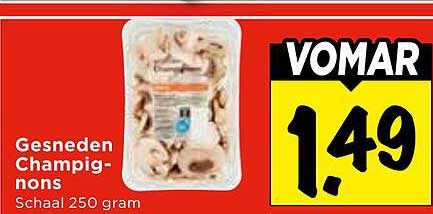 Gesneden Champignons Schaal 250 gram