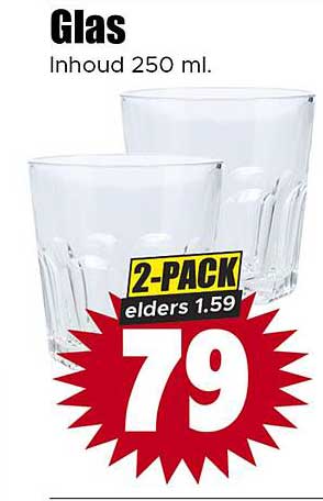 Glas Inhoud 250 ml. 2-PACK elders 1.59