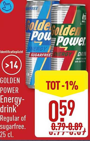 GOLDEN POWER Energy-drink* Regular of sugarfree. 25 cl. TOT -1%