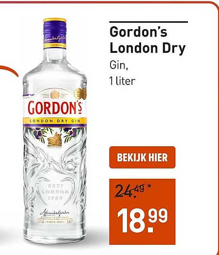 Gordon's London Dry Gin, 1 liter