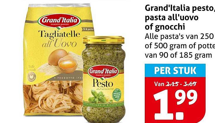 Grand'Italia pesto, pasta all'uovo of gnocchi