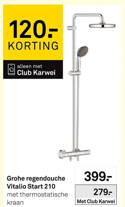 Grohe regendouche Vitalio Start 210 met thermostatische kraan