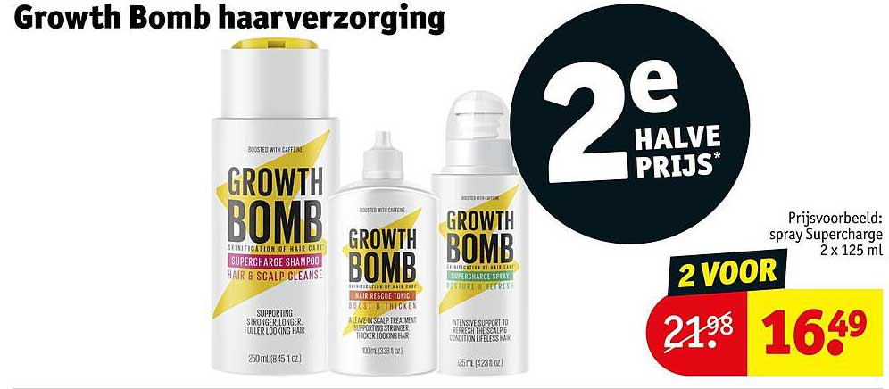 Growth Bomb haarverzorging 2e halve prijs