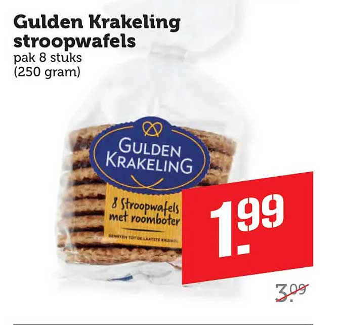 Gulden Krakeling stroopwafels pak 8 stuks (250 gram)