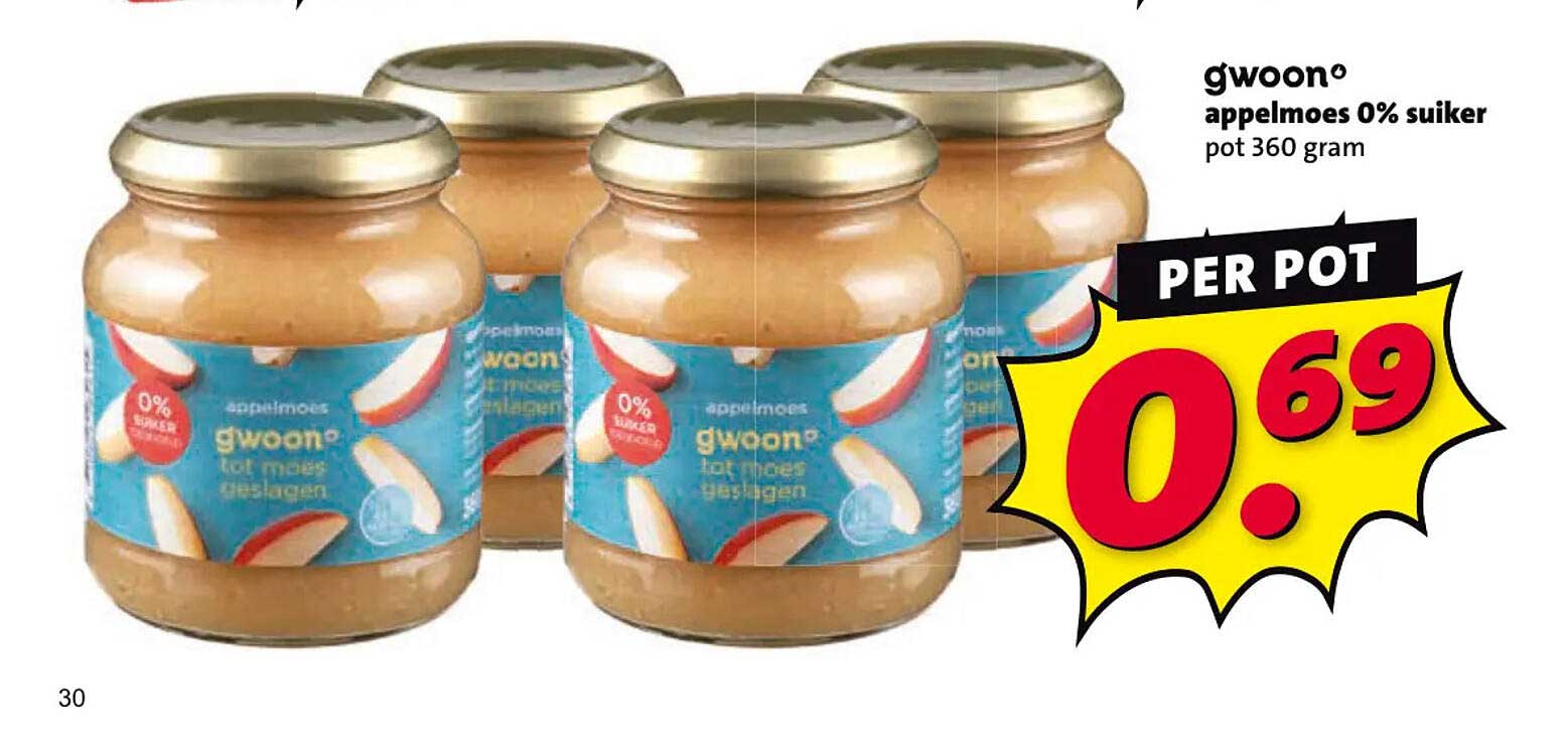g'woon appelmoes 0% suiker pot 360 gram