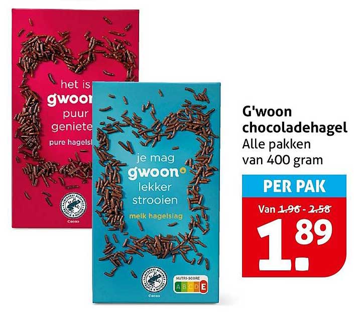 G'woon chocoladehagel Alle pakken van 400 gram PER PAK