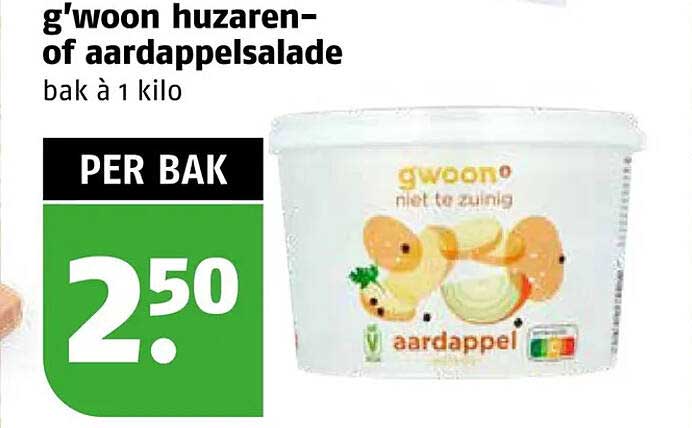 g'woon huzaren- of aardappelsalade bak à 1 kilo