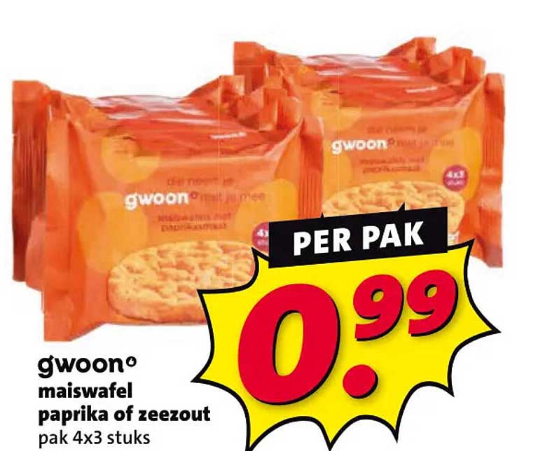g'woon maiswafel paprika of zeezout pak 4x3 stuks