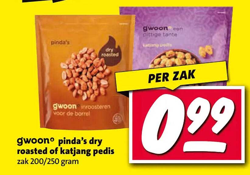 g'woon pinda's dry roasted of katjang pedis zak 200/250 gram